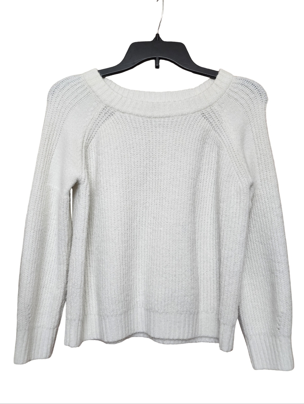 COPPER KEY Soft White Shaker Stitch Cropped Crew Neck Raglan Sleeve Sweater Sz L